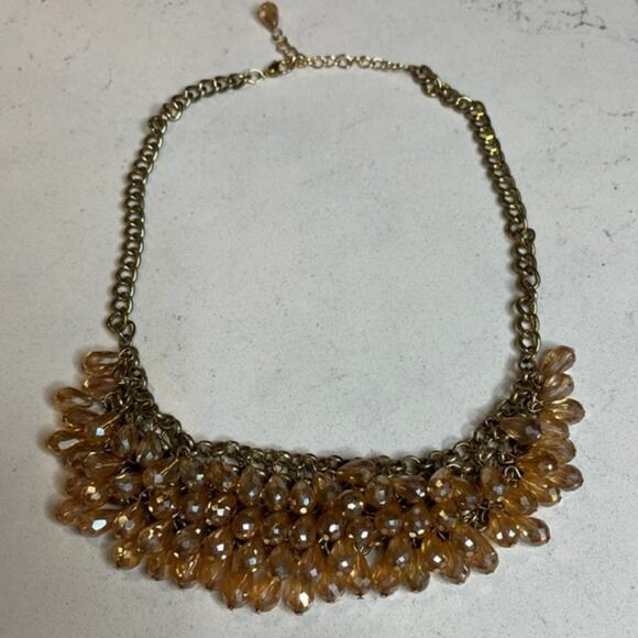 Vintage Topaz Rhinestone Bib Necklace - Picture 7 of 10
